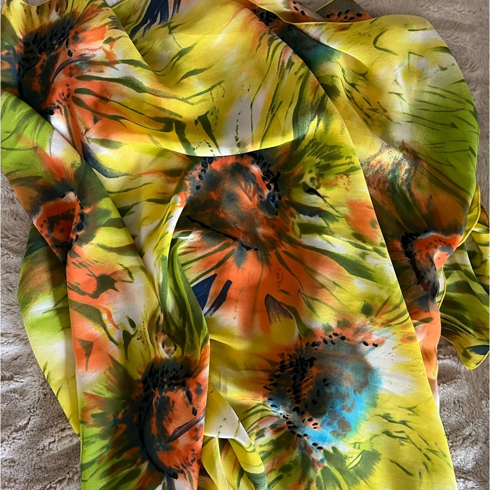 Vibrant Floral Beach Wrap – Colorful Sarong Cover‑Up, 56" x 46"